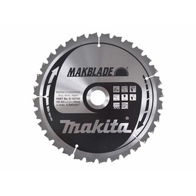 Makita circular saw blade 250 x 30 mm | number of teeth: 32 db | cutting width: 2,3 mm