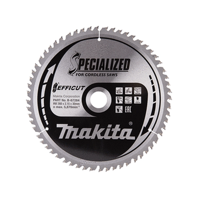 Makita circular saw blade 260 x 30 mm | number of teeth: 60 db | cutting width: 2,15 mm