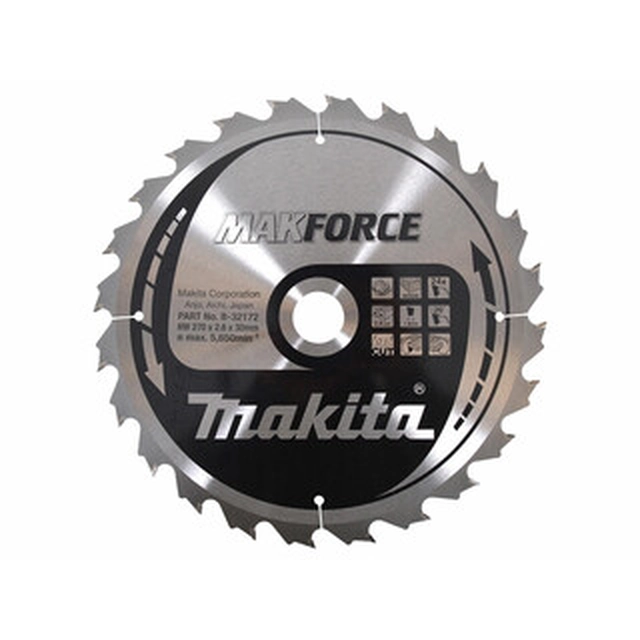 Makita circular saw blade 270 x 30 mm | number of teeth: 24 db | cutting width: 2,6 mm