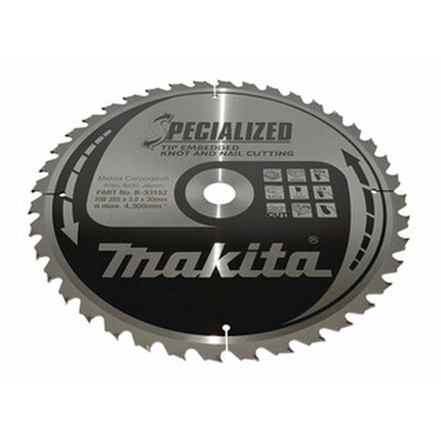 Makita circular saw blade 355 x 30 mm | number of teeth: 40 db | cutting width: 3 mm