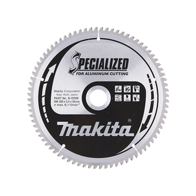 Makita cirkelzaagblad 250 x 30 mm | aantal tanden: 80 db | snijbreedte: 2,4 mm