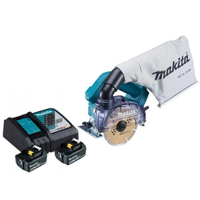 Makita DCC500RTE Akku-Diamantschneider 18 V | 125 mm x 20 mm | Schneiden m. 40 mm | Carbon bürstenlos | 2 x 5 Ah Akku + Ladegerät | Im Karton