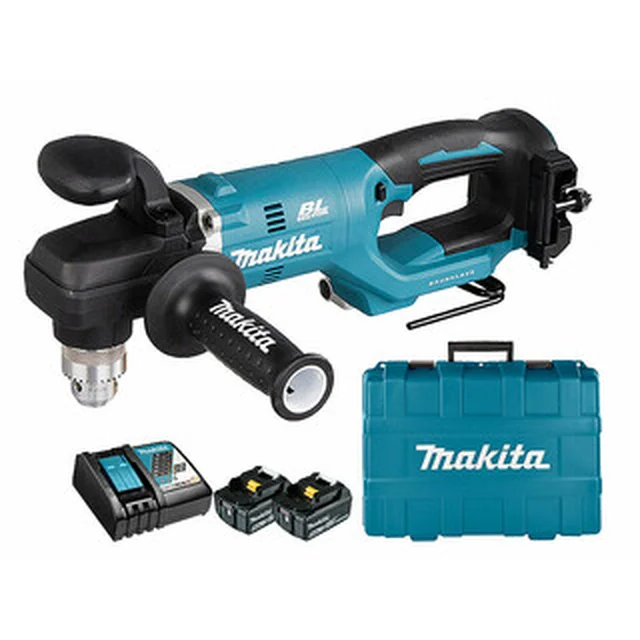 Makita DDA450RTE Akku-Winkelbohrschrauber 18 V | 26 Nm/70 Nm | 1,5 - 13 mm | Carbon bürstenlos | 2 x 5 Ah Akku + Ladegerät | In einem Koffer