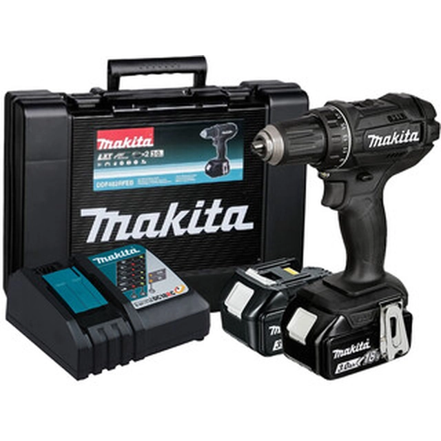 Makita DDF482RFEB akkuporakone, jossa istukka 18 V | 32 Nm/62 Nm | Hiiliharja | 2 x 3 Ah akku + laturi | Matkalaukussa