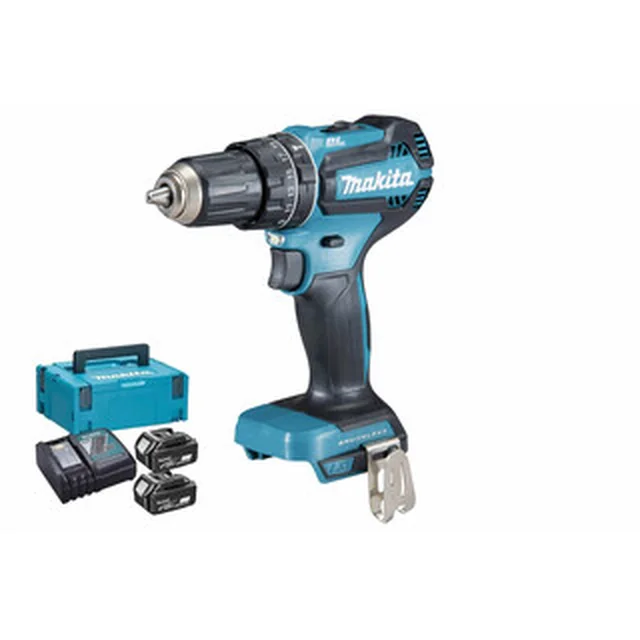 Makita DDF483RAJ akkuporakone, jossa istukka 18 V | 21 Nm/40 Nm | Hiiliharja | 2 x 2 Ah akku + laturi | MakPacissa