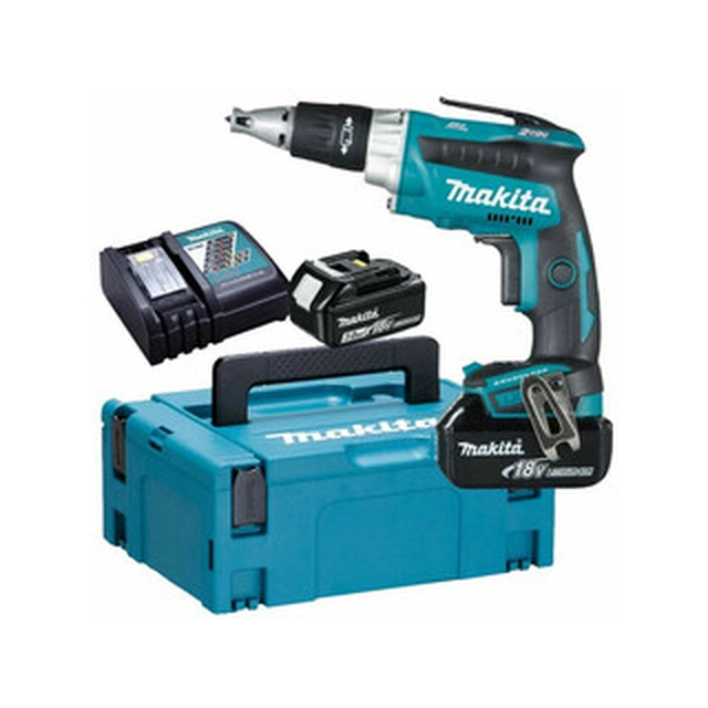 Makita DFS250RFJ akku skruetrækker med dybdestop 18 V | Kul uden børste | 2 x 3 Ah batteri + oplader | i MakPac