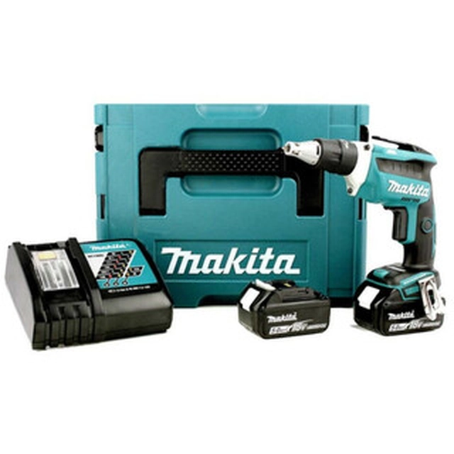 Makita DFS452RTJ cordless screwdriver with depth stop 18 V | Carbon Brushless | 2 x 5 Ah battery + charger | in MakPac