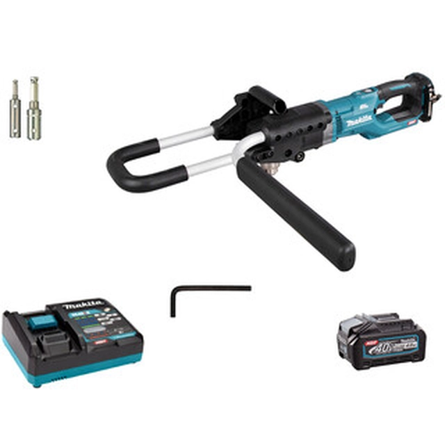 Makita DG001GM108 акумуляторна вертикальна земляна дриль 40 V | 200 мм | 0 - 400 RPM/0 - 1500 RPM | Карбонова безщітка | 1 x 4 Ач акумулятор + зарядний пристрій | В картонній коробці