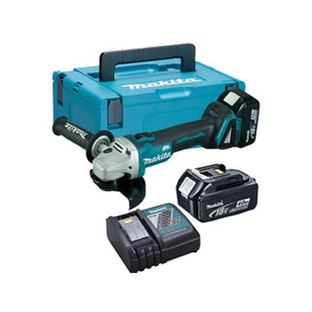 Makita DGA504RMJ Akku-Winkelschleifer 18 V | 125 mm | 8500 U/min | Carbon bürstenlos | 2 x 4 Ah Akku + Ladegerät | im MakPac