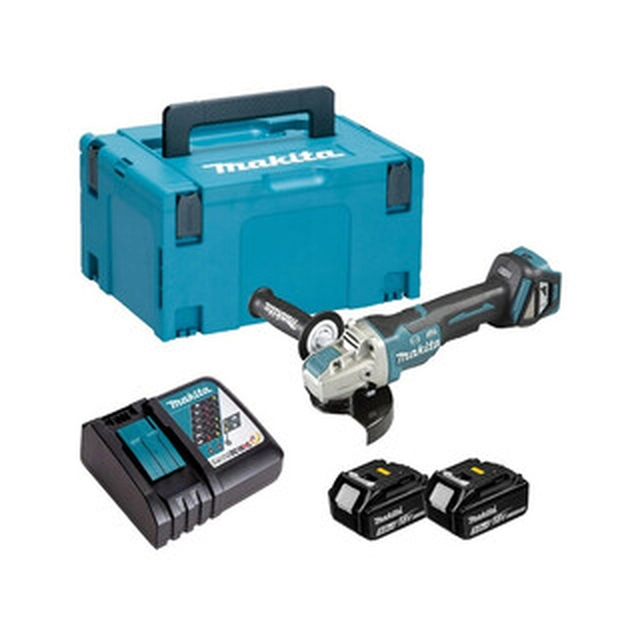 Makita DGA519RTJ akkukulmahiomakone 18 V | 125 mm | 3000 - 8500 RPM | Hiiliharjaton | 2 x 5 Ah akku + laturi | MakPacissa