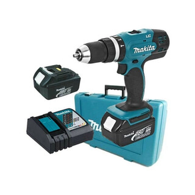 Makita DHP453RFE accuklopboormachine 18 V | 27 Nm/42 Nm | 1,5 - 13 mm | Koolborstel | 2 x 3 Ah accu + lader | In een koffer