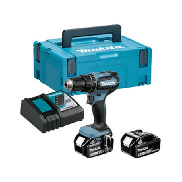 Makita DHP485RTJ Akku-Schlagbohrschrauber 18 V | 27 Nm/50 Nm | 1,5 - 13 mm | Carbon bürstenlos | 2 x 5 Ah Akku + Ladegerät | im MakPac