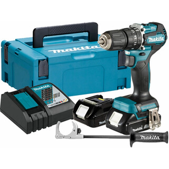 Makita DHP487RAJ akkus ütvefúró-csavarozó 18 V | 25 Nm/40 Nm | 1,5 - 13 mm | Szénkefementes | 2 x 2 Ah akku + töltő | MakPac-ban