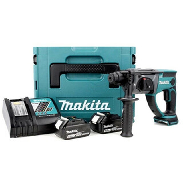 Makita DHR202RTJ accu-klopboormachine 18 V | 2 J | In beton 20 mm | 3,2 kg | Koolborstel | 2 x 5 Ah accu + lader | in MakPac