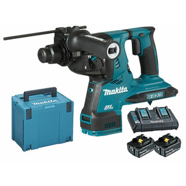 Makita DHR280PT2J accu-klopboormachine 18 V | 2,8 J | In beton 28 mm | 4,9 kg | Koolborstelloos | 2 x 5 Ah accu + lader | in MakPac