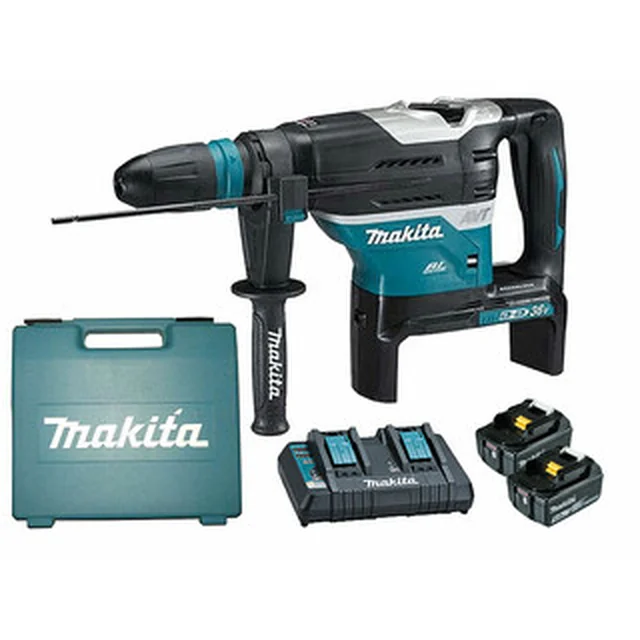 Makita DHR400PT2U accuboorhamer 18 V | 8 J | In beton 40 mm | 8,1 kg | Koolborstelloos | 2 x 5 Ah-accu + lader | In een koffer