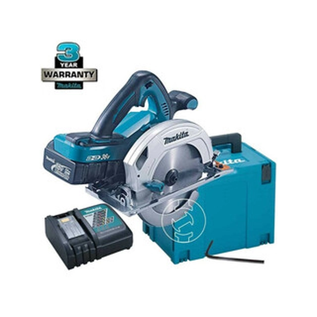 Makita DHS710RF2J cordless circular saw 2 x 18 V | Circular saw blade 190 mm x 30 mm | Cutting max. 68,5 mm | Carbon brush | 2 x 3 Ah battery + charger | in MakPac