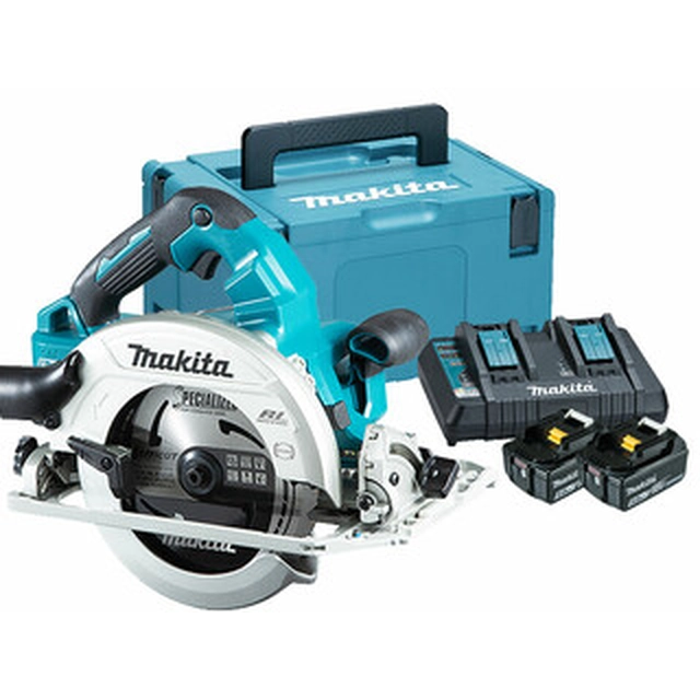 Makita DHS782PT2J Akku-Kreissäge 2 x 18 V | Kreissägeblatt 190 mm x 30 mm | Schneiden max. 62,5 mm | Carbon bürstenlos | 2 x 5 Ah Akku + Ladegerät | im MakPac