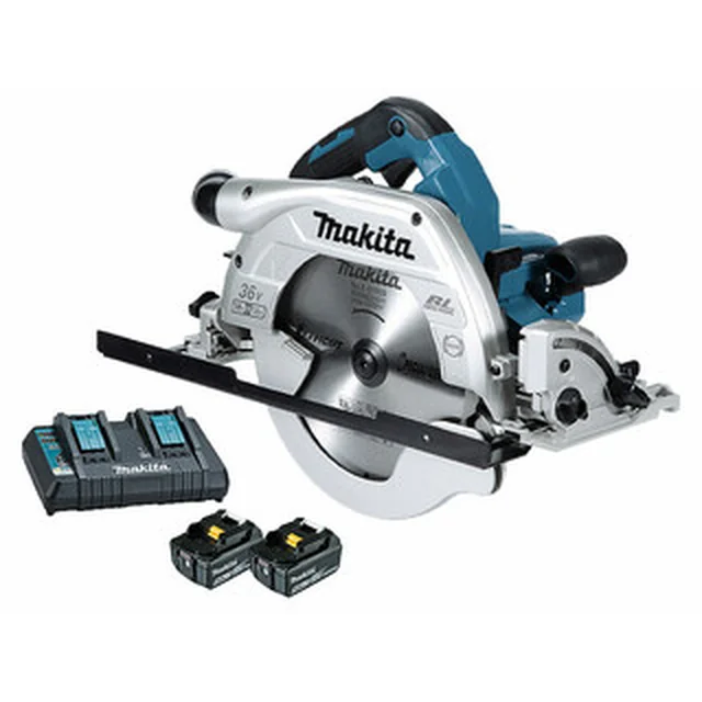 Makita DHS900PT2 cordless circular saw 2 x 18 V | Circular saw blade 235 mm x 30 mm | Cutting max. 85 mm | Carbon Brushless | 2 x 5 Ah battery + charger | In a cardboard box