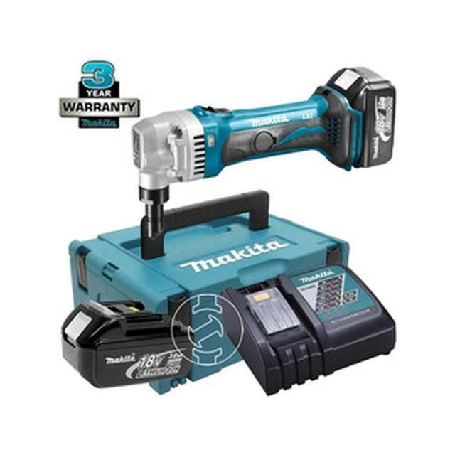 Makita DJN161RFJ sladdlös kontinuerlig stans 18 V | 1,6 mm | Kolborste | 2 x 3 Ah batteri + laddare | i MakPac