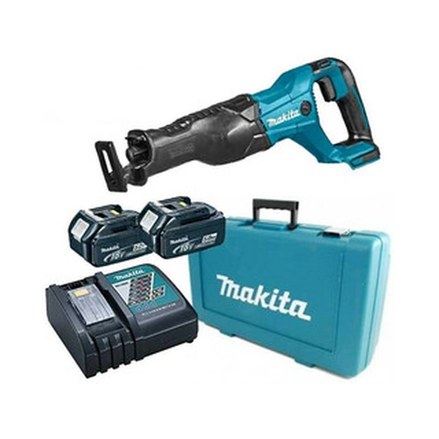 Makita DJR186RTE batteridrevet hacksav 18 V | 255 mm | Kulbørste | 2 x 5 Ah batteri + oplader | I en kuffert