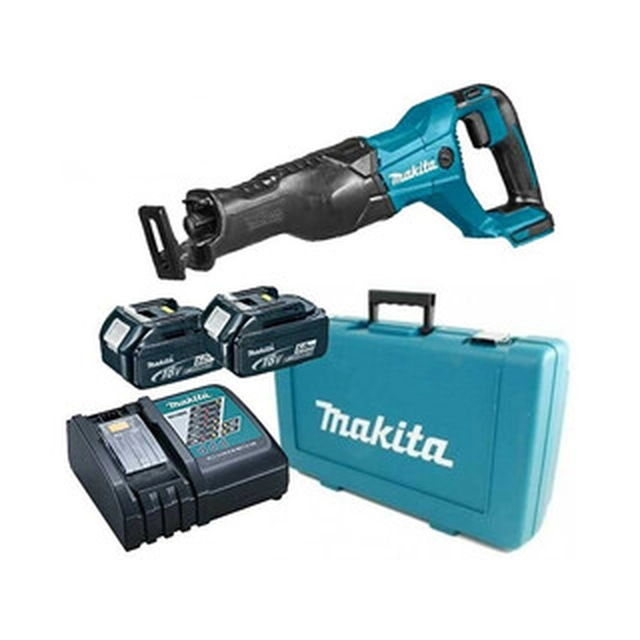 Makita DJR186RTE cordless hacksaw 18 V | 255 mm | Carbon brush | 2 x 5 Ah battery + charger | In a suitcase