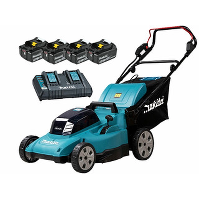 Makita DLM480PG4 akumulátorová kosačka 2 x 18 V | 480 mm | 800 m² | Carbon Brushless | 4 x 6 Ah batéria + nabíjačka