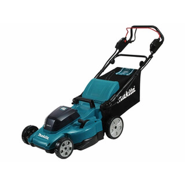 Makita DLM481Z akumuliatorinė savaeigė vejapjovė 2 x 18 V | 480 mm | 2,5 - 5 km/h | 800 m² | Anglies šepetėlis | Be akumuliatoriaus ir pakrovejaus