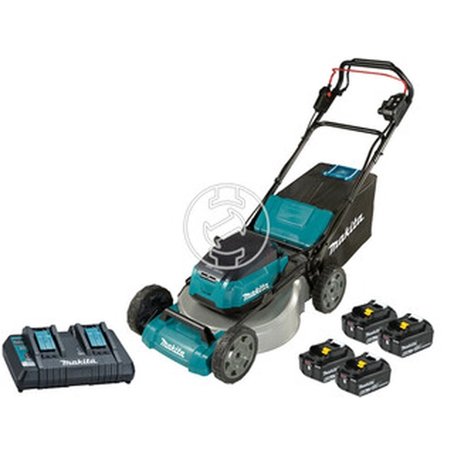 Makita DLM536PG4 akkukäyttöinen ruohonleikkuri 2 x 18 V | 530 mm | 2,5 - 5 km/h | 2300 m² | Hiiliharjaton | 4 x 6 Ah akku + laturi