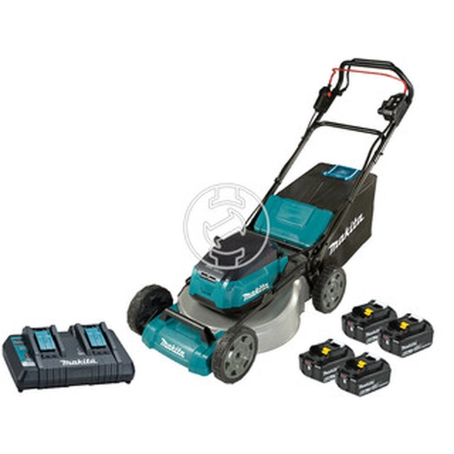Makita DLM536PG4 battery self-propelled lawn mower 2 x 18 V | 530 mm | 2,5 - 5 km/h | 2300 m² | Carbon Brushless | 4 x 6 Ah battery + charger