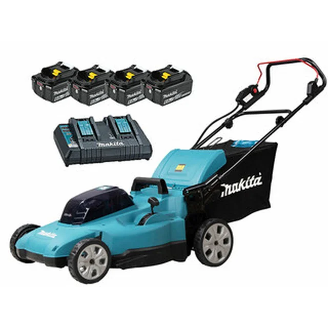 Makita DLM538PG4 akumulátorová sekačka 2 x 18 V | 530 mm | 800 m² | Carbon Brushless | 4 x 6 Ah baterie + nabíječka