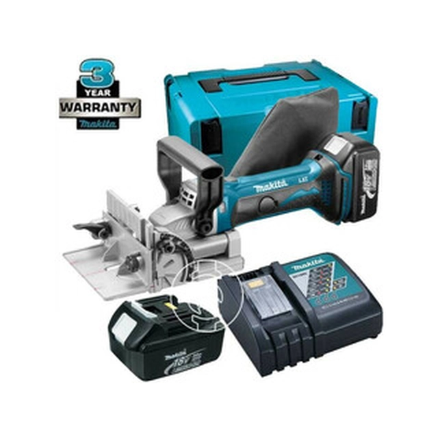 Makita DPJ180RFJ Akku-Hobelfräse 18 V | Marási m. 20 mm | Kohlebürste | 2 x 3 Ah Akku + Ladegerät | im MakPac