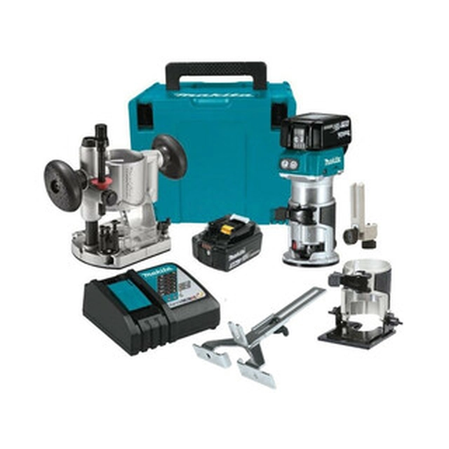 Makita DRT50RTJX2 cordless router 18 V | 10000 to 30000 RPM | Carbon Brushless | 2 x 5 Ah battery + charger | in MakPac