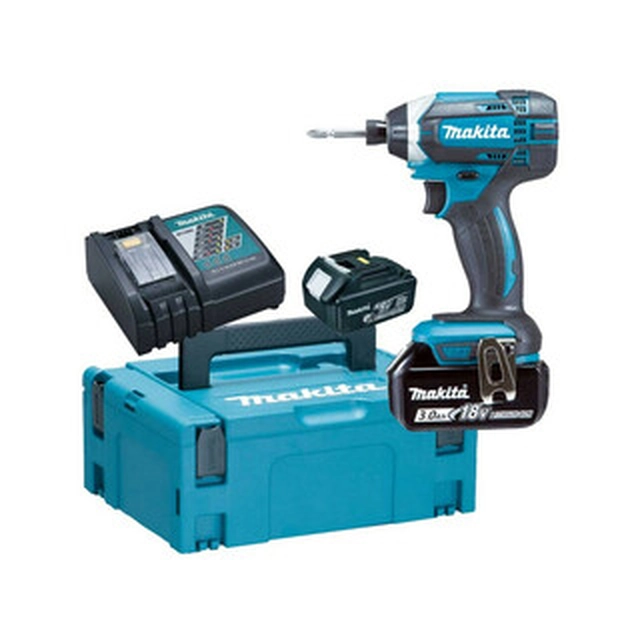 Makita DTD152RFJ sladdlös slagdrivare med bitshållare 18 V | 165 Nm | 1/4 tum | Kolborste | 2 x 3 Ah batteri + laddare | i MakPac