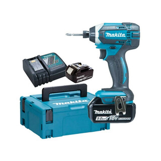 Makita DTD152RTJ cordless impact driver with bit holder 18 V | 165 Nm | 1/4 bits | Carbon brush | 2 x 5 Ah battery + charger | in MakPac