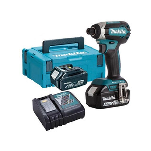 Makita DTD153RTJ cordless impact driver with bit holder 18 V | 170 Nm | 1/4 bits | Carbon Brushless | 2 x 5 Ah battery + charger | in MakPac