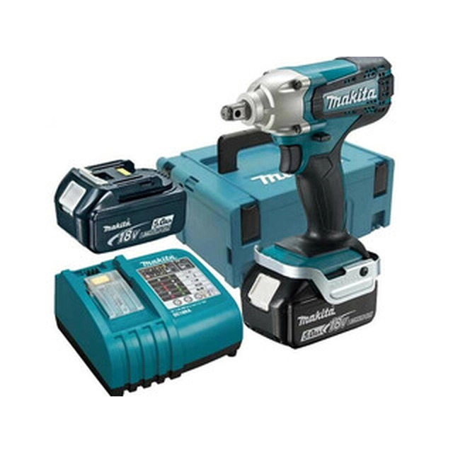 Makita DTW190RTJX cordless impact driver 18 V | 190 Nm | 1/2 inches | Carbon brush | 2 x 5 Ah battery + charger | in MakPac