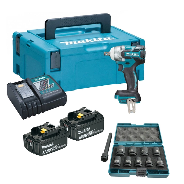 Makita DTW285 18V 1/2''-es ütvecsavarkulcs + aljzat készlet