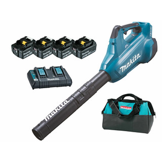 Makita DUB362PT4 cordless leaf blower 2 x 18 V | 54 m/s | Carbon Brushless | 4 x 5 Ah battery + charger | In a cardboard box