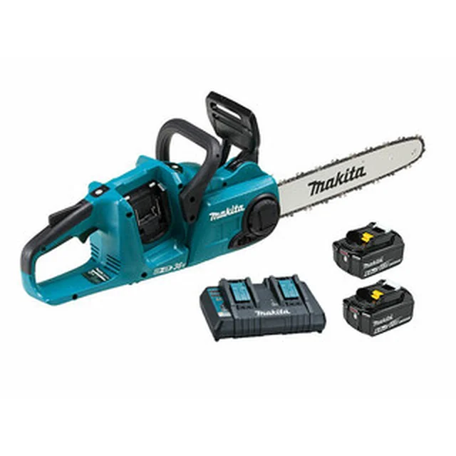 Makita DUC353PG2 accukettingzaag 2 x 18 V | 350 mm | Koolborstelloos | 2 x 6 Ah-accu + lader | In een kartonnen doos