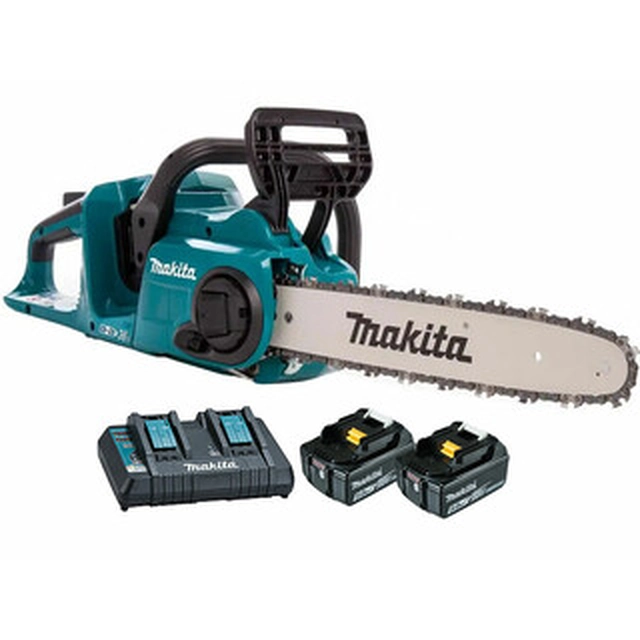 Makita DUC353PT2 akkus láncfűrész 2 x 18 V | 350 mm | Szénkefementes | 2 x 5 Ah akku + töltő | Kartondobozban