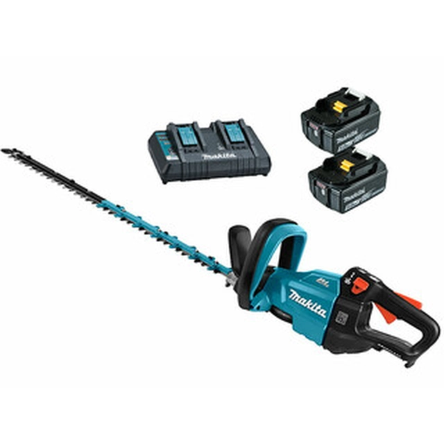 Makita DUH601PTE akkus sövényvágó 18 V | 600 mm | Szénkefementes | 2 x 5 Ah akku + töltő