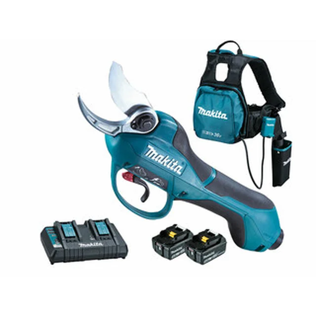 Makita DUP362PT2 accu-snoeischaar 2 x 18 V | 33 mm | Koolborstel | 2 x 5 Ah-accu + lader | In een kartonnen doos