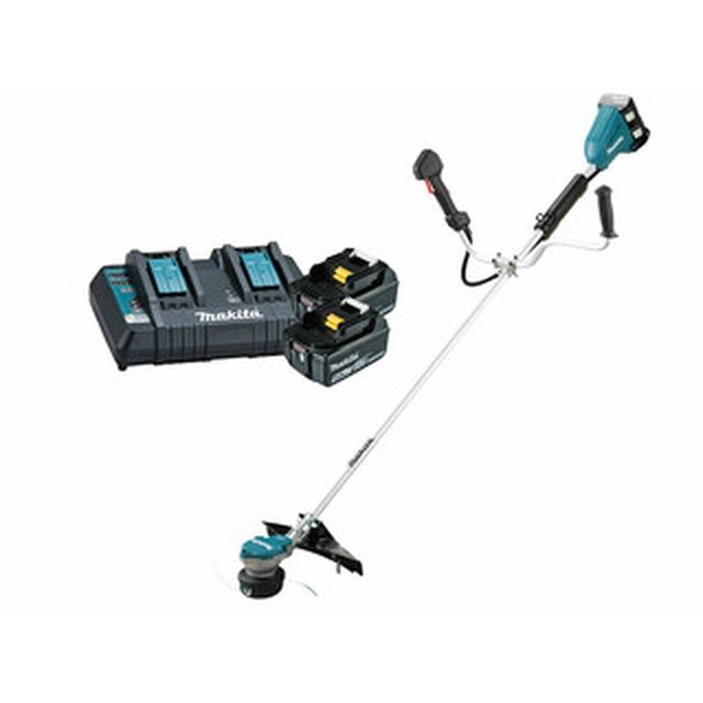 Makita DUR368APT2 Akku-Rasenmäher 2 x 18 V | 350 mm | Carbon bürstenlos | 2 x 5 Ah Akku + Ladegerät