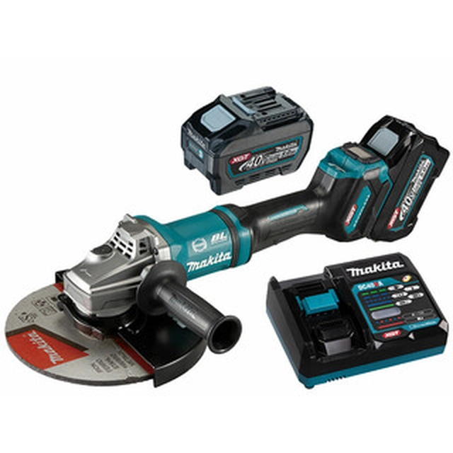 Makita GA038GT201 Akku-Winkelschleifer 40 V | 230 mm | 6600 U/min | Carbon bürstenlos | 2 x 5 Ah Akku + Ladegerät | In einem Koffer