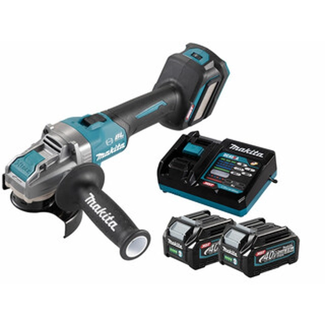 Makita GA041GD201 akkukulmahiomakone 40 V | 125 mm | 3000 - 8500 RPM | Hiiliharjaton | 2 x 2,5 Ah akku + laturi | Pahvilaatikossa