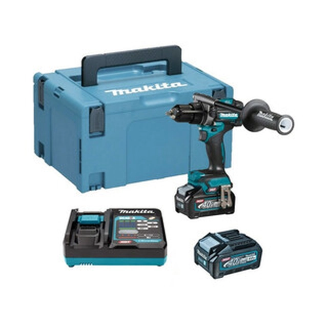 Makita HP001GM201 accuklopboormachine 40 V | 68 Nm/140 Nm | 1,5 - 13 mm | Koolborstelloos | 2 x 4 Ah accu + lader | in MakPac