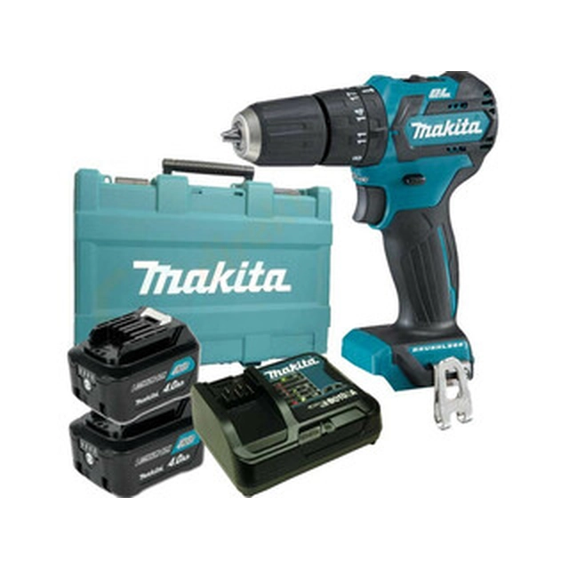 Makita HP332DSME accuklopboormachine 10,8 V/12 V | 21 Nm/35 Nm | 0,8 - 10 mm | Koolborstelloos | 2 x 4 Ah accu + lader | In een koffer