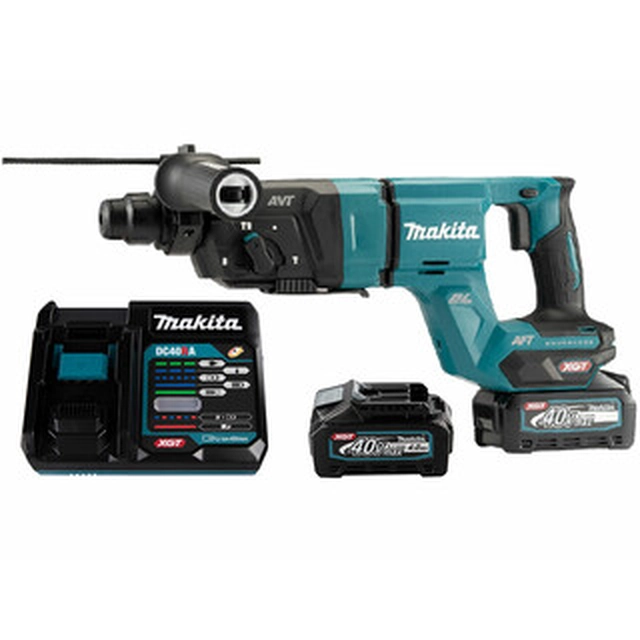 Makita HR007GM201 akkus fúró-vésőkalapács 40 V | 3 J | Betonban 28 mm | 4,8 kg | Szénkefementes | 2 x 4 Ah akku + töltő | Kofferben