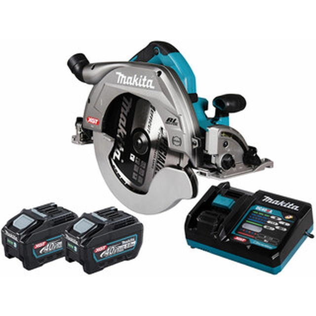 Makita HS011GT201 batteridrevet rundsav 40 V | Rundsavklinge 270 mm x 25,4 mm | Skæring max. 101 mm | Kul uden børste | 2 x 5 Ah batteri + oplader | I en papkasse